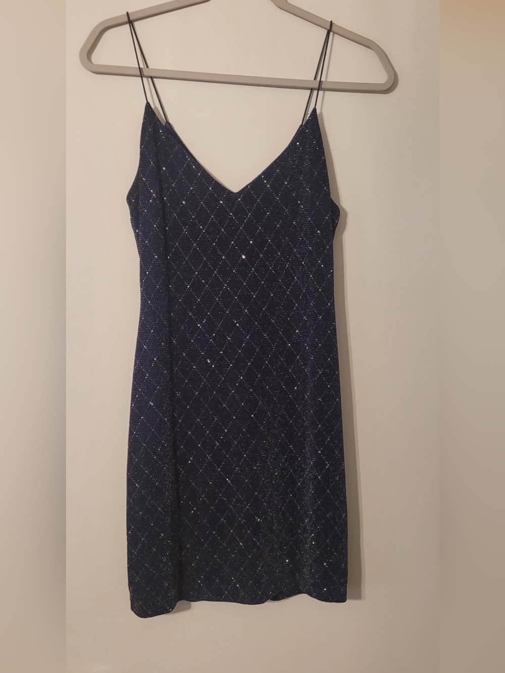 Sparkle Navy Strapless Slip Dress with Diamond Texture